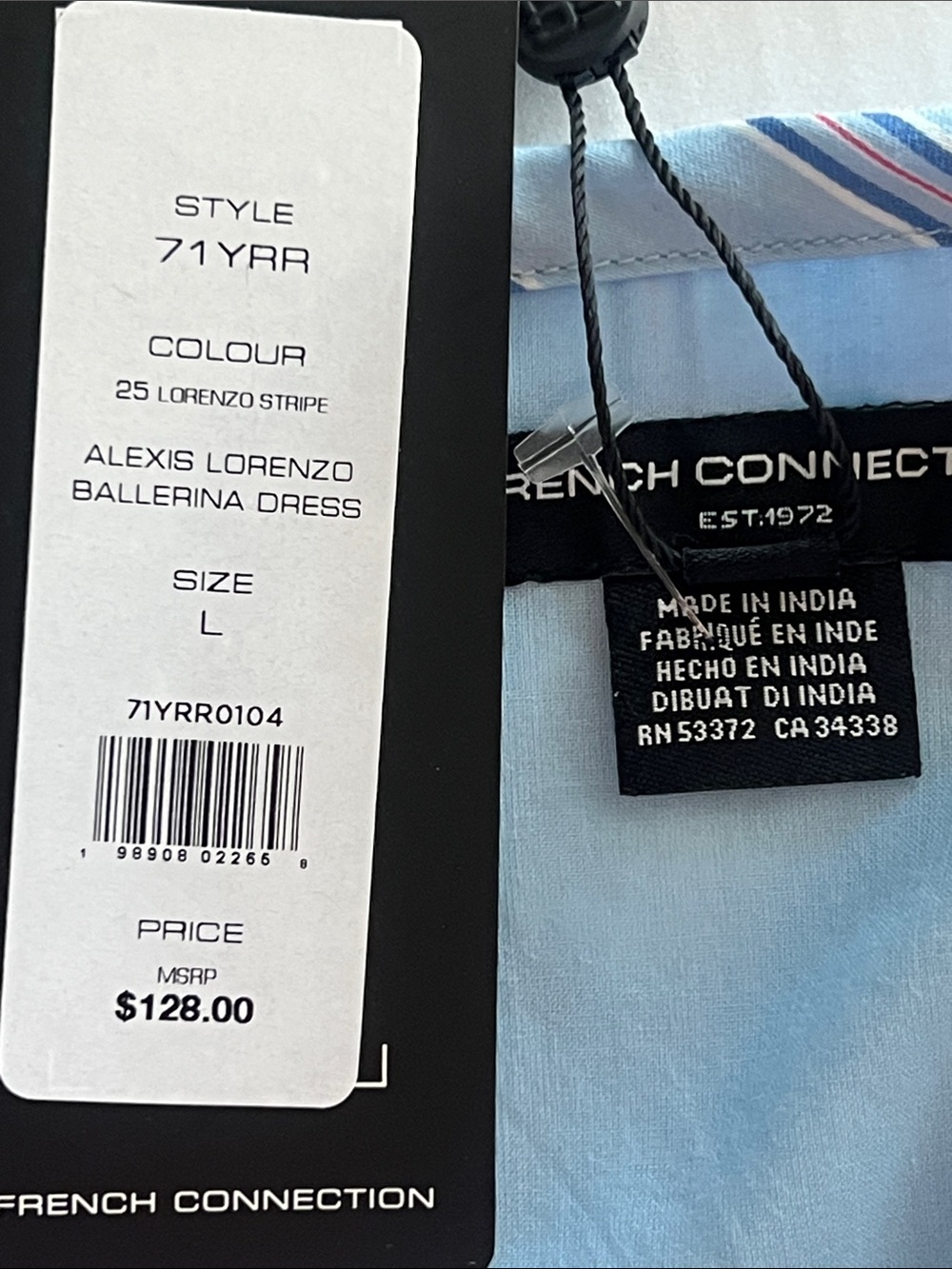 NWT French Connection Alexis Lorenzo Ballerina Fit/Flare Minidress Blue Large - Picture 15 of 16